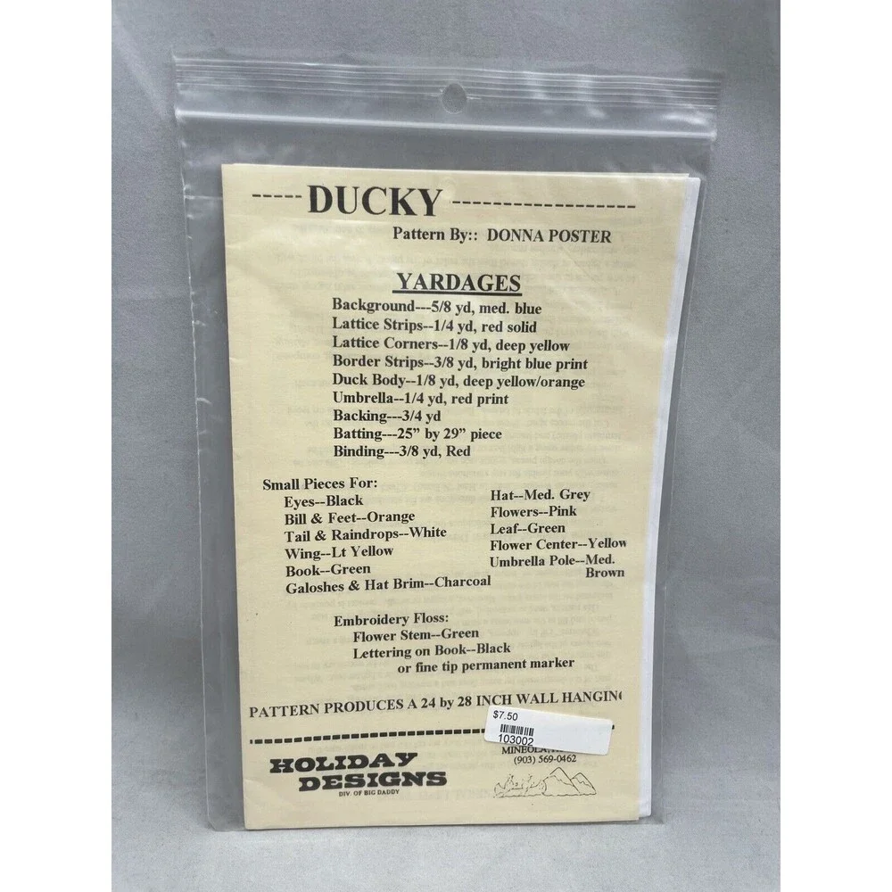 Holiday Designs Ducky Applique P55 Donna Poster Quilt Pattern Sewing Crafts